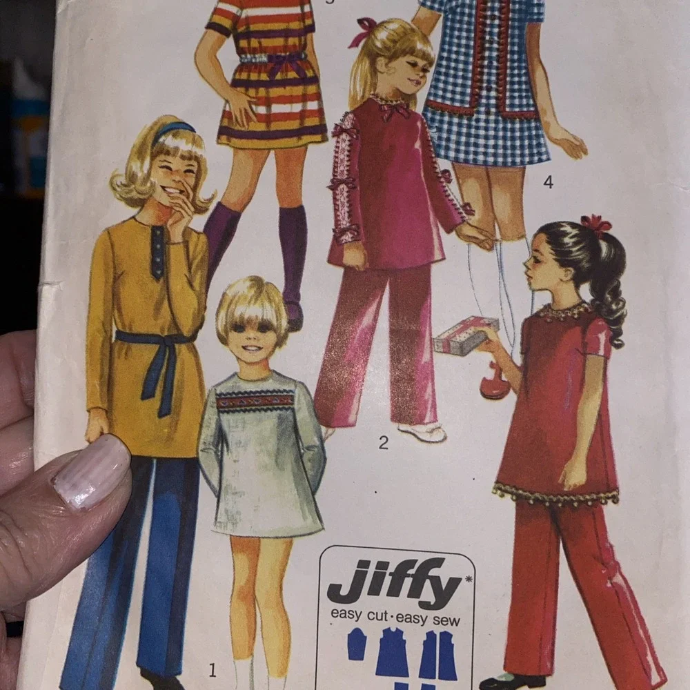 Simplicity 9093 70s vintage childrens outfit sewing pattern dress tunic pants 6